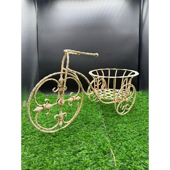 Decorative Ivory Metal Tricycle Planter - Picture 8 of 8